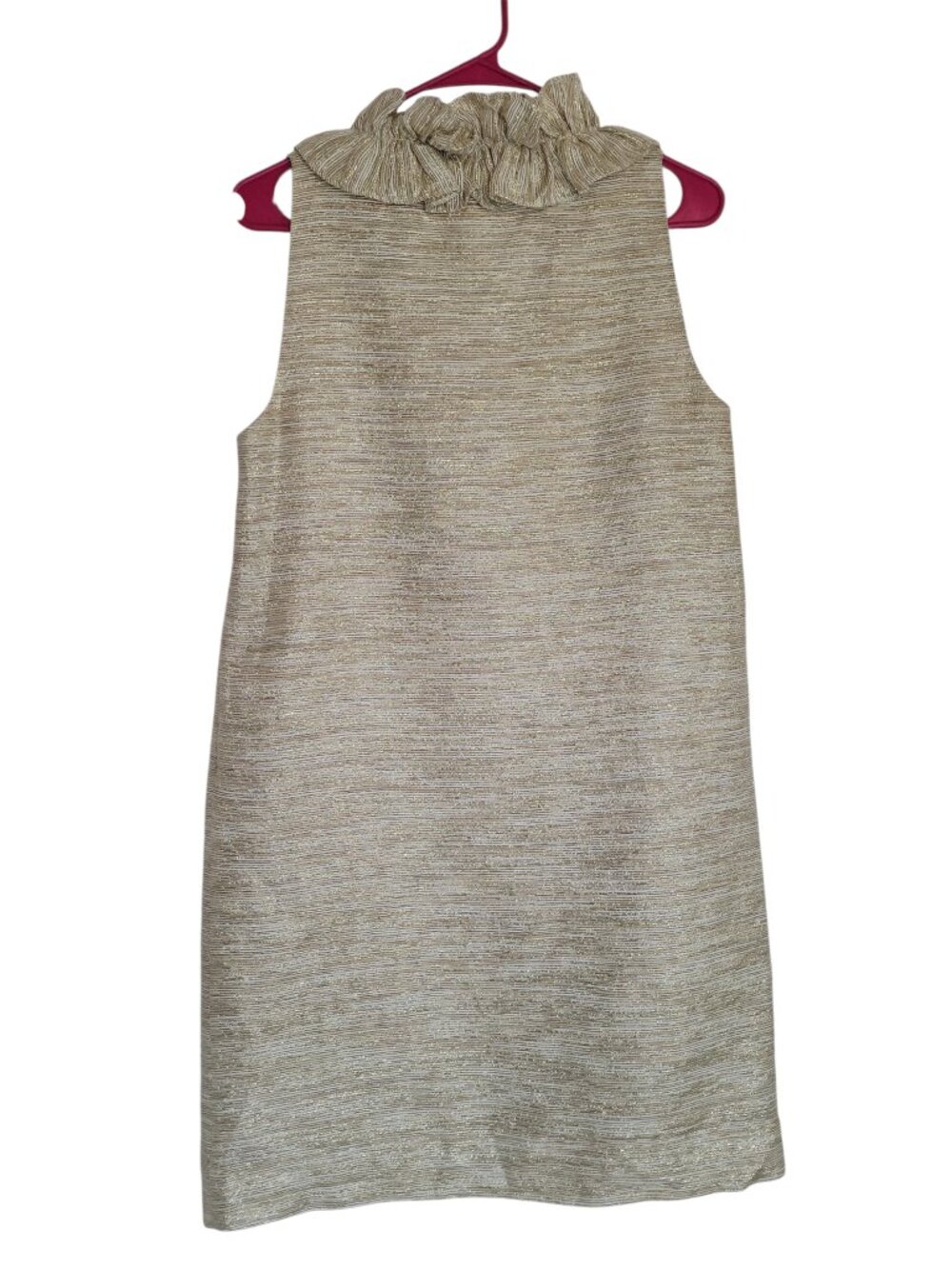 Kate Spade Lucille Gold Metallic Ruffle Shift Dress Women's Size 4/6 - Picture 3 of 13